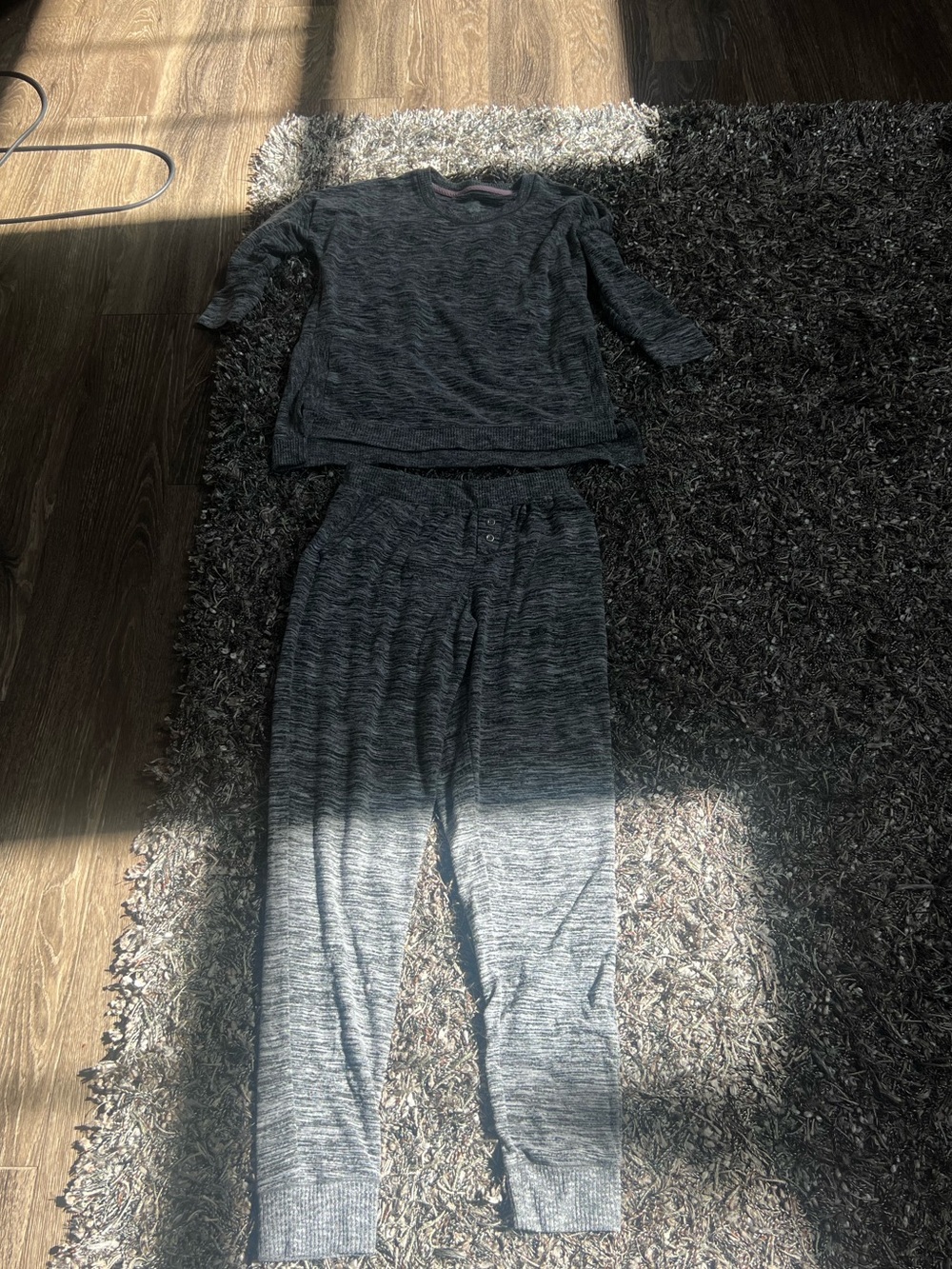 GoodDuds Gray Marled Knit Lounge Set Top Jogger Pants Women’s XS